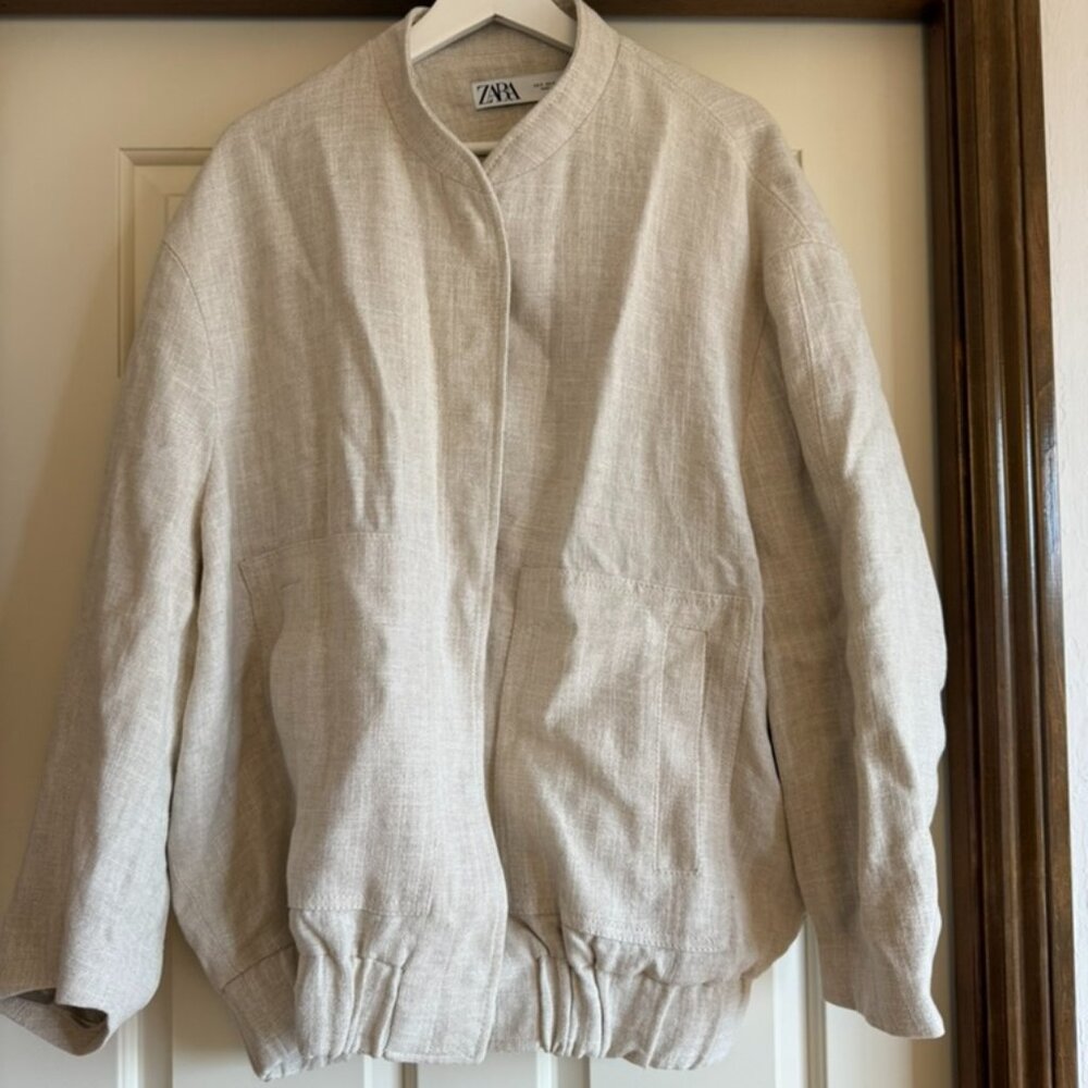 Zara Linen Bomber Jacket